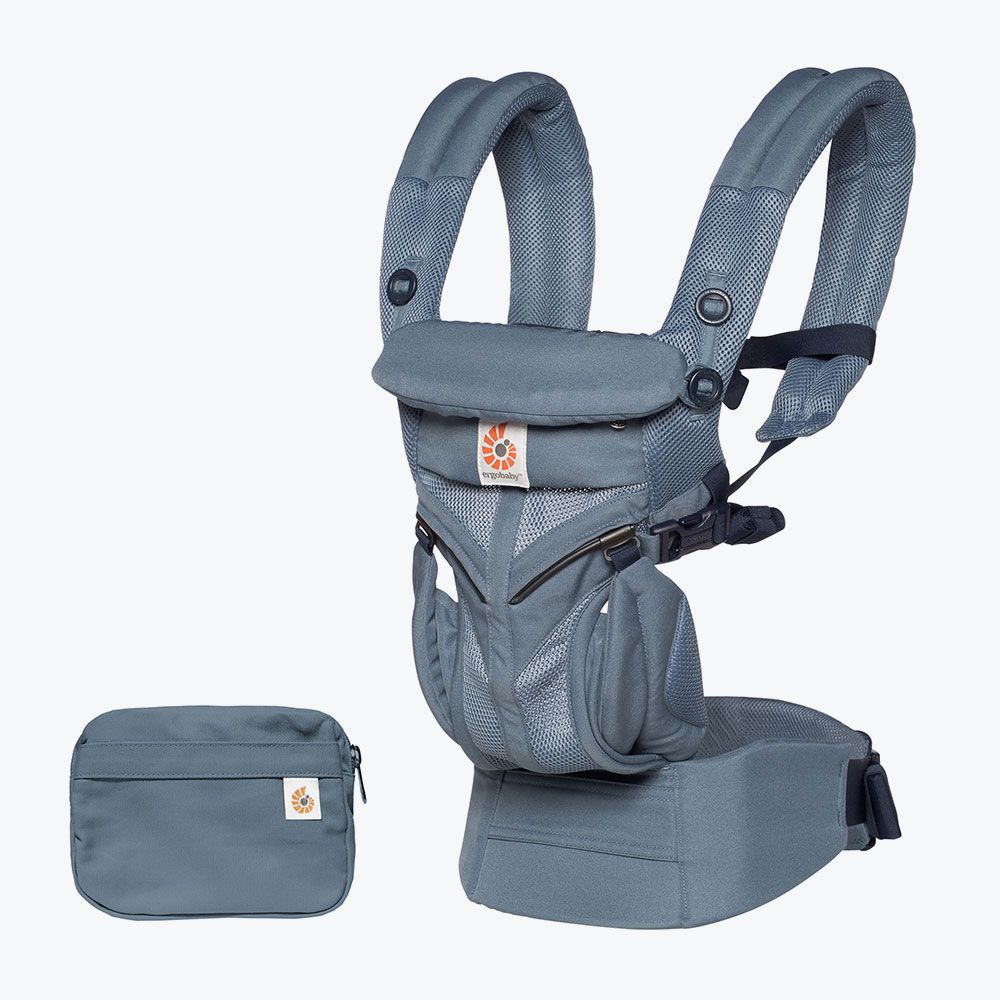 Ergobaby Omni 360 cool mesh in oxford blue and detachabe pouch