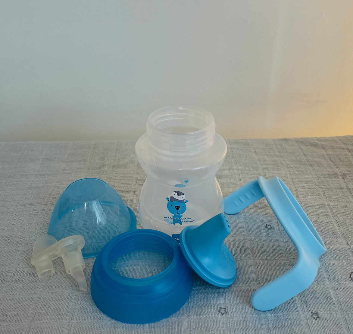 MAM Learn to drink bottle in blue disassembled
