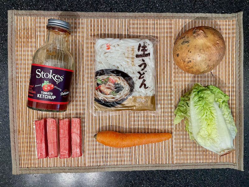 Ingredients for Ketchup Udon