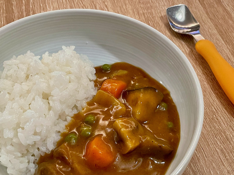 Japanese curry served with rice for toddler