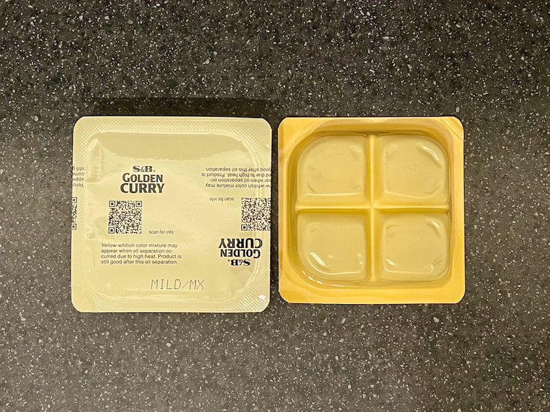 Showing S&B curry blocks pack inside, sealed