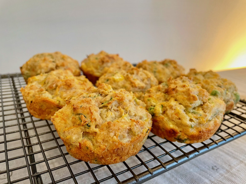 Veg and cheese savoury muffins side view