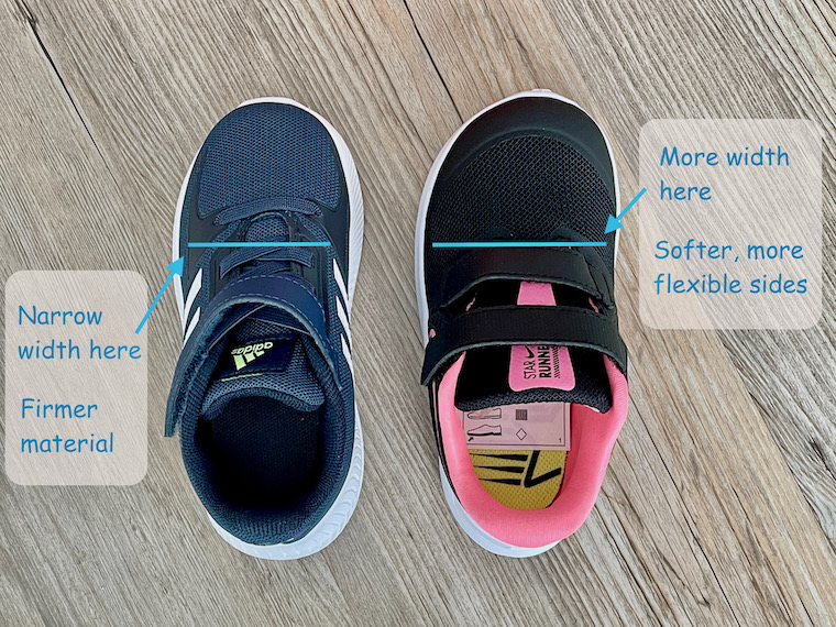 Comparing Adidas and Nike trainers and how kids shoe sizes can differ